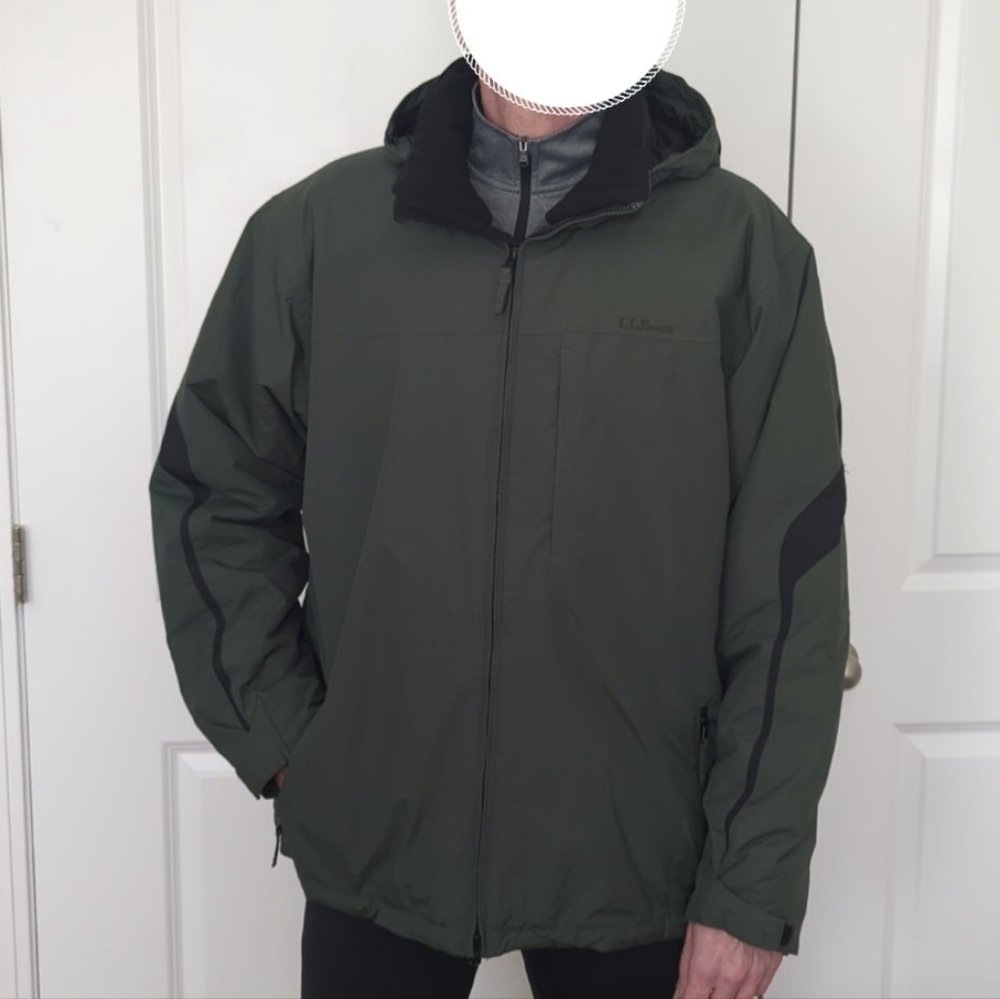 L.L. Bean Rugged Ridge Parka Jacket Green Black Accent size Large